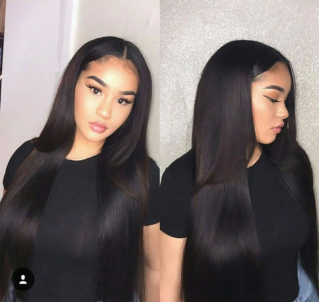 

Soft Straight Lace Front Wigs Optional Length Synthetic Wigs For Africa Asian or American Woman, Black