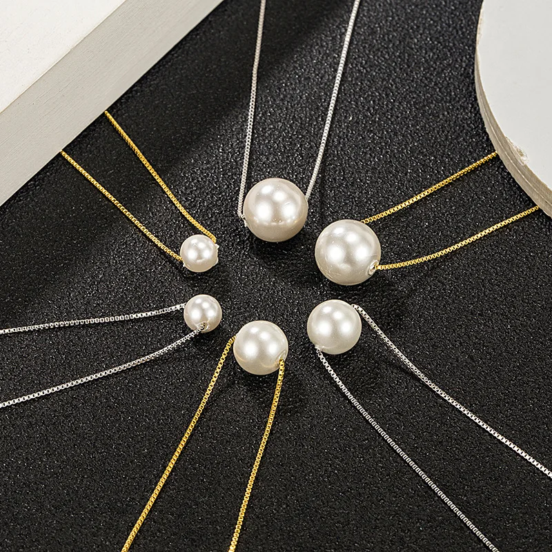 925 Sterling Silver 6mm 8mm 10mm Single Shell Pearl Necklace for Women