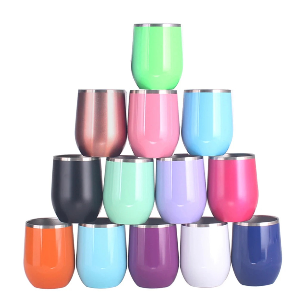 

12oz Stainless Steel Travel Vacuum Insulated Wine Tumbler Cups Stainless Steel Coffee Mug With Lid, Any color is available