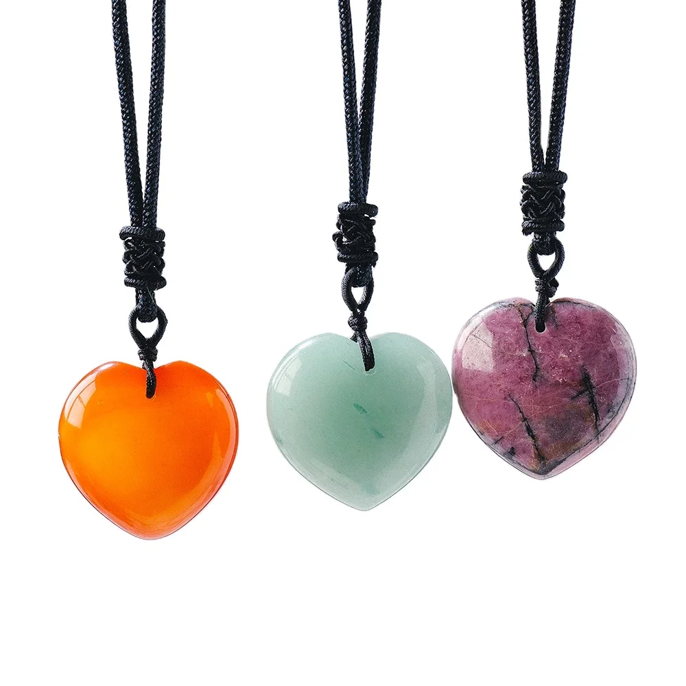 

Natural crystal heart pendant healing stone amethyst necklace love Valentine's Day present for women