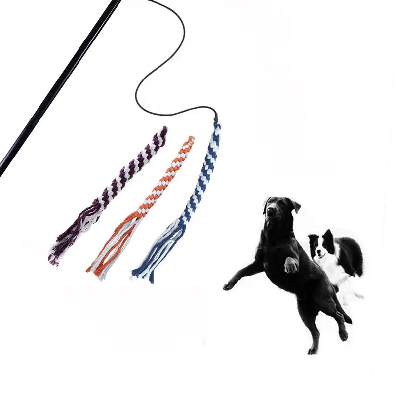 

Funny Interactive Dog Toys Dog Extendable Teaser Wand Flirt Pole Pet Training Toys Chew Knot Rope
