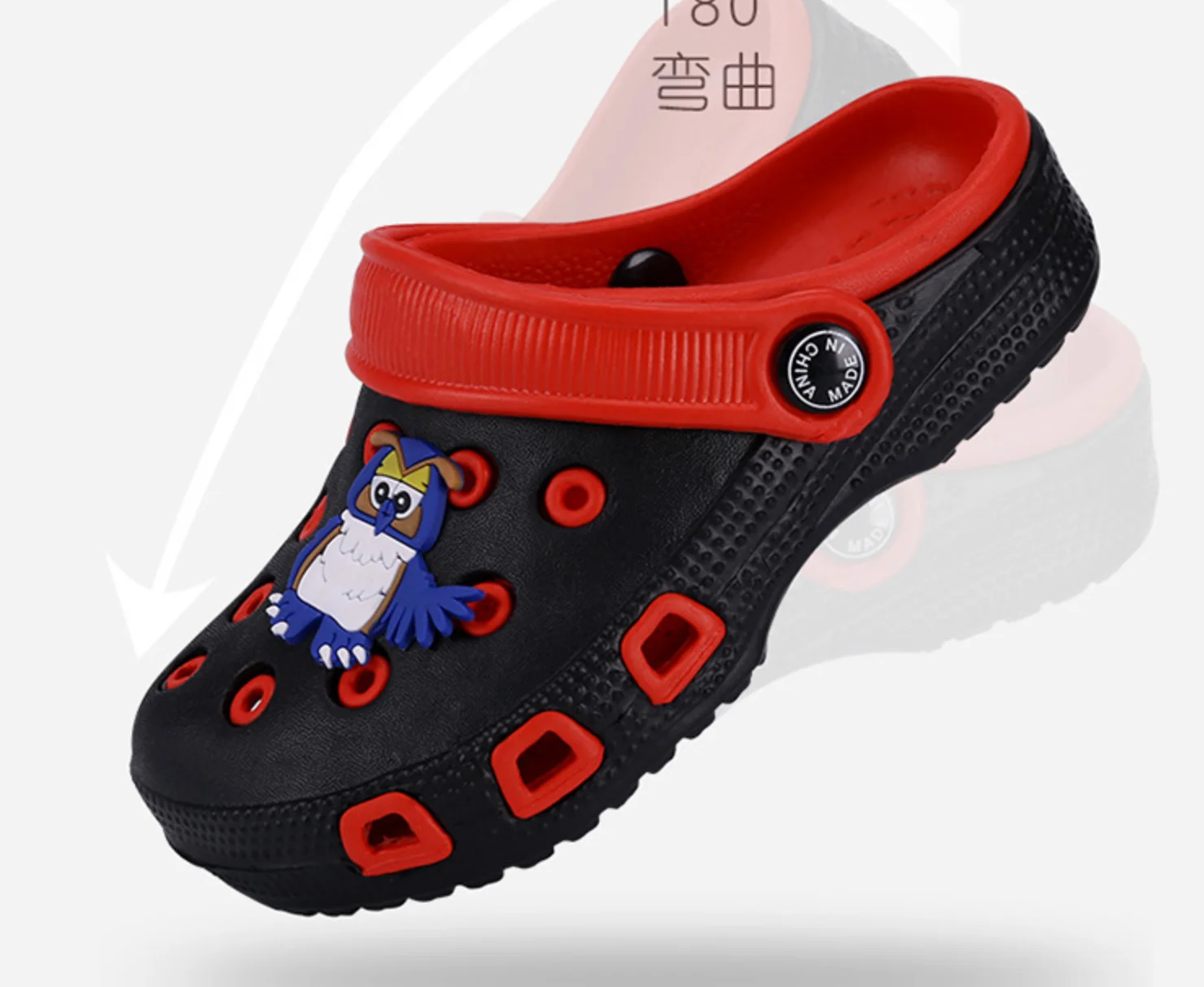 

Children Customize Logo Stock Kids Boys Girls EVA Cro Sandal Sling back, Black/red, blk/lime, grey, navy, cerise, pink