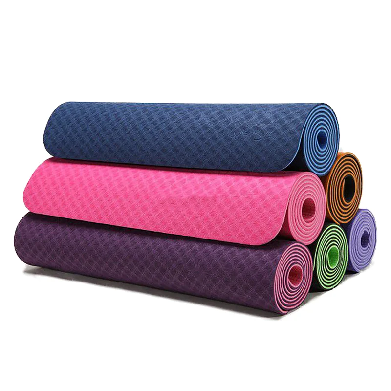 

High Quality TPE Organic Eco-friendly Design Logo Yoga Mat 6mm, Stock color or customized