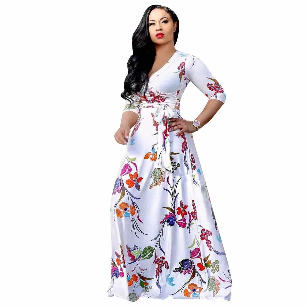 

2021 factory supply autumn winter casual deep v neck maxi dress with high split sexy long sleeve dress women