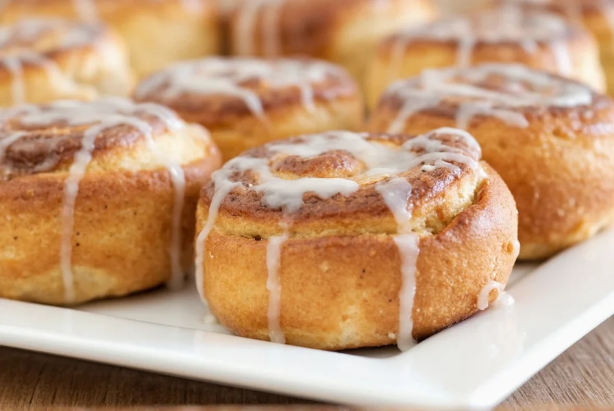 Perfectly swirled Cinnabon-style cinnamon rolls fresh from the oven with gooey center