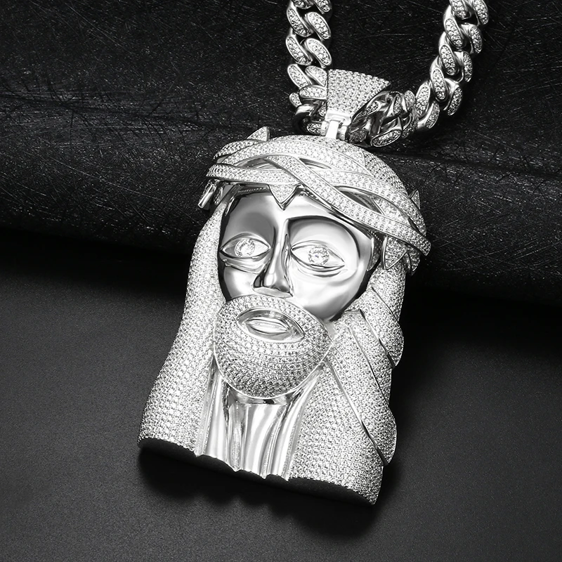 

Drop Shipping Hip Hop Jewelry Iced Out Christian Gift Big Size Luxury Gold Plated Zircon Jesus Pendant, Gold&silver&rose gold
