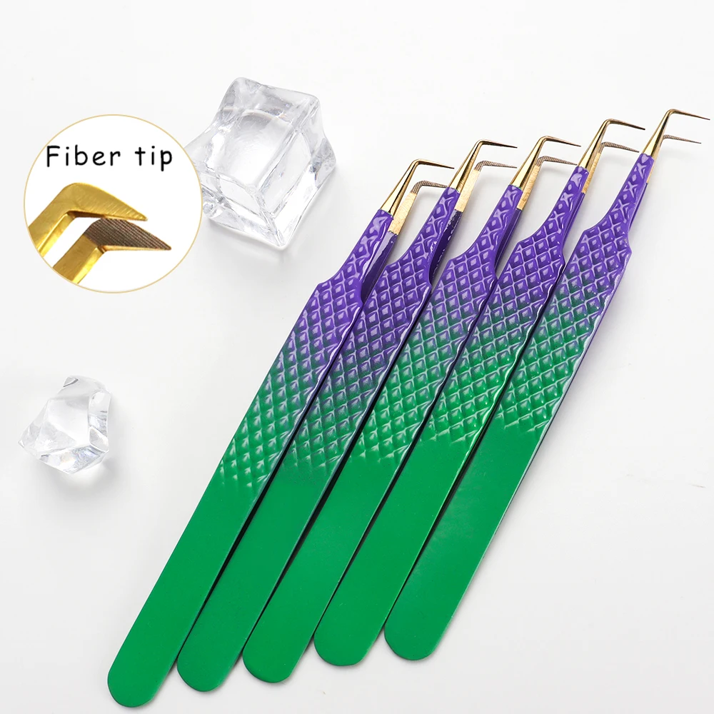 

Golden Top Eyelash Extension Tweezers Strong Grip Fiber Tip Best 90 Degree Hook Lash Tweezers Private Label Fiber Tip Tweezers