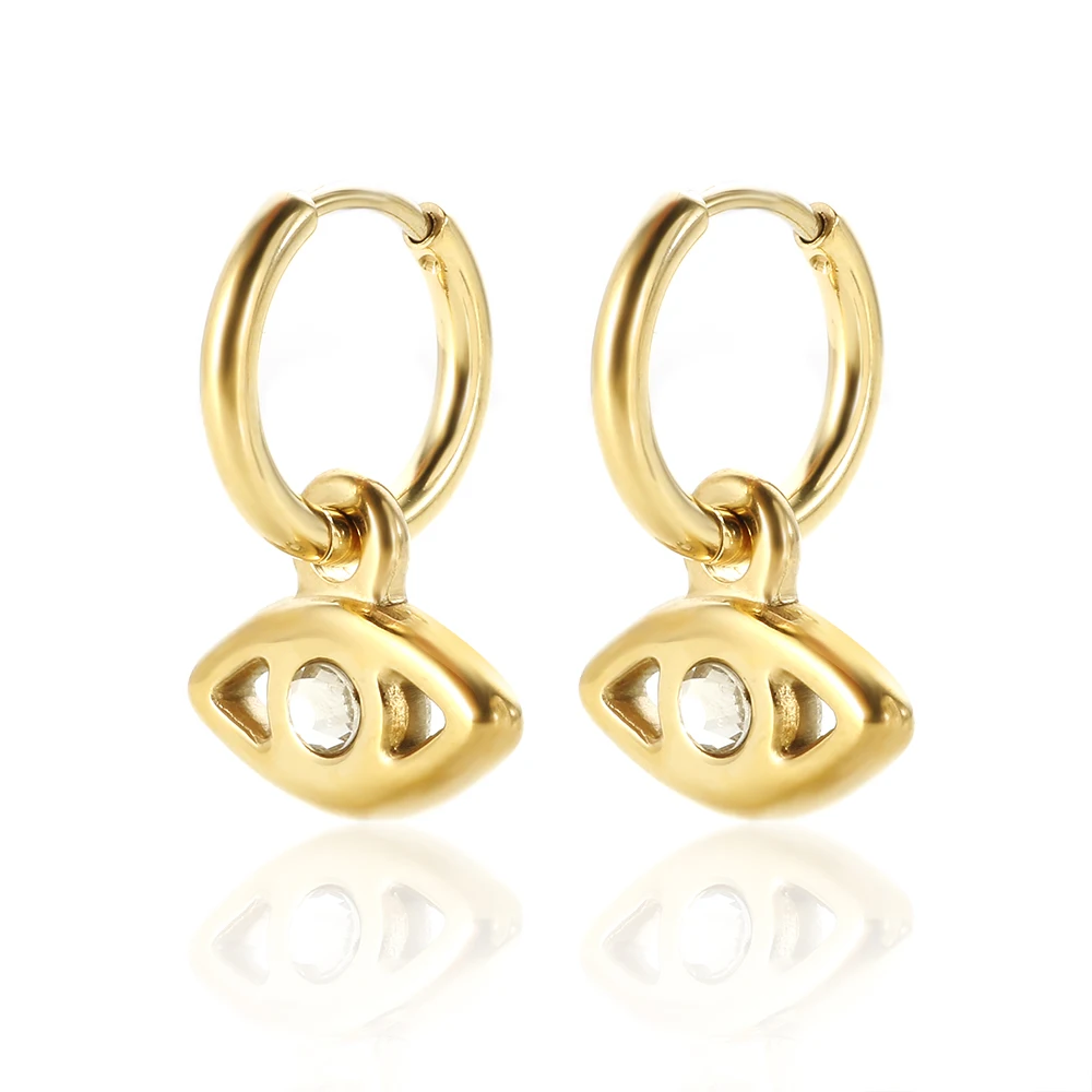 

18K Gold Plated Factory Supplier Minimalist Stainless Steel eye Hypoallergenic Hoop Earrings Fashion Jewelry Earrings