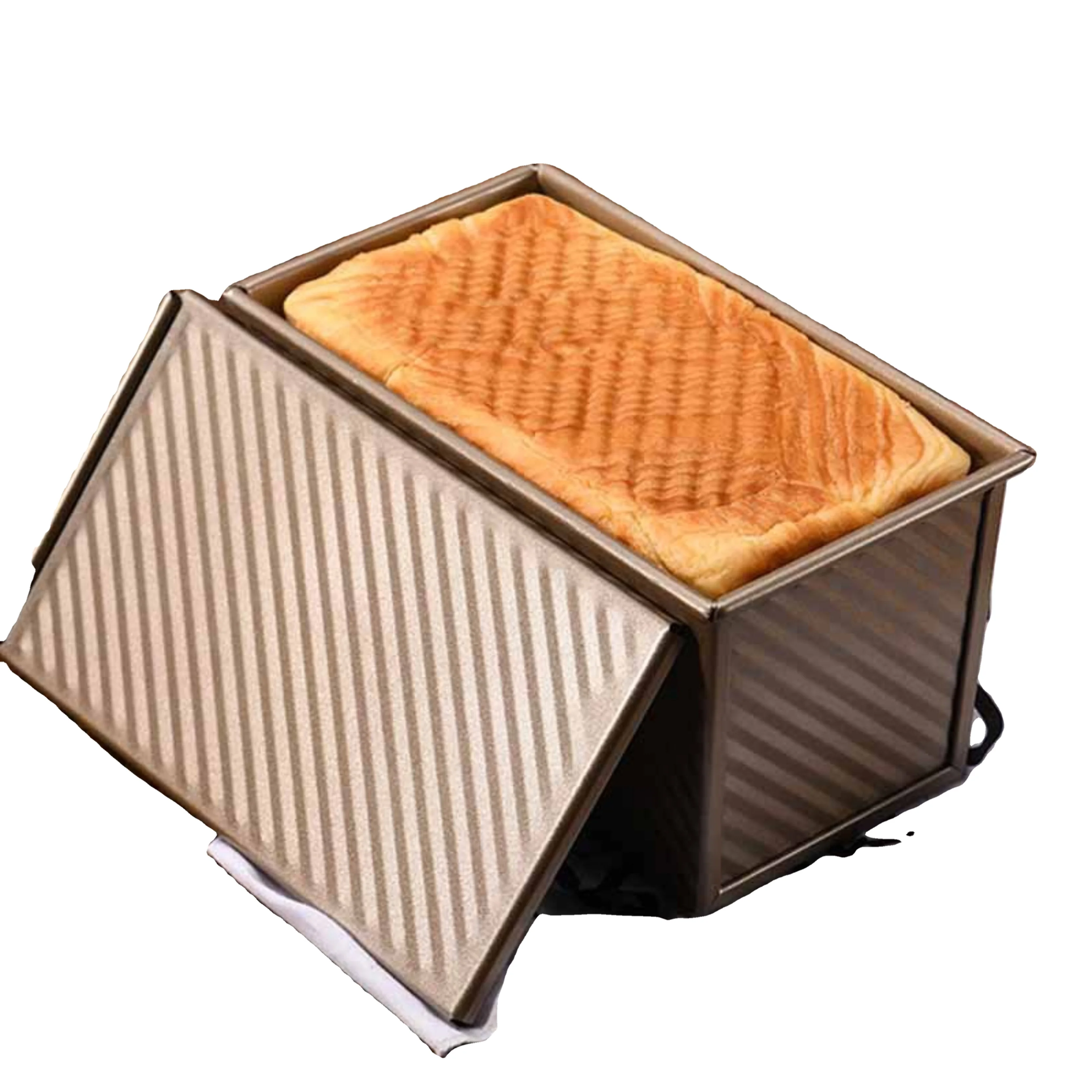 

Corrugated oaf Toast Bread Mould with Lid SquareL Shape Baking Box Mould 450g Non-stick Oven Household