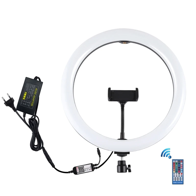 

OEM PULUZ 12 inch RGB Dimmable LED Ring Vlogging Selfie Photography Video Lights with Cold Shoe Tripod Ball Head & Phone Clamp
