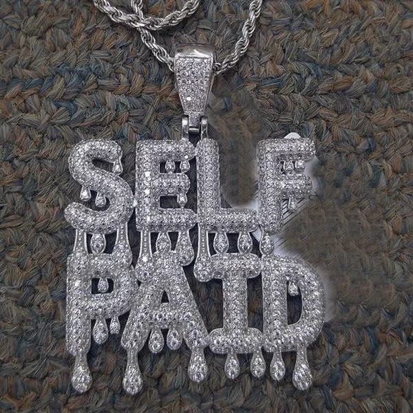 

iced out hip hop bling pendant Gold silver plated micro pave cz drip letter self paid pendant
