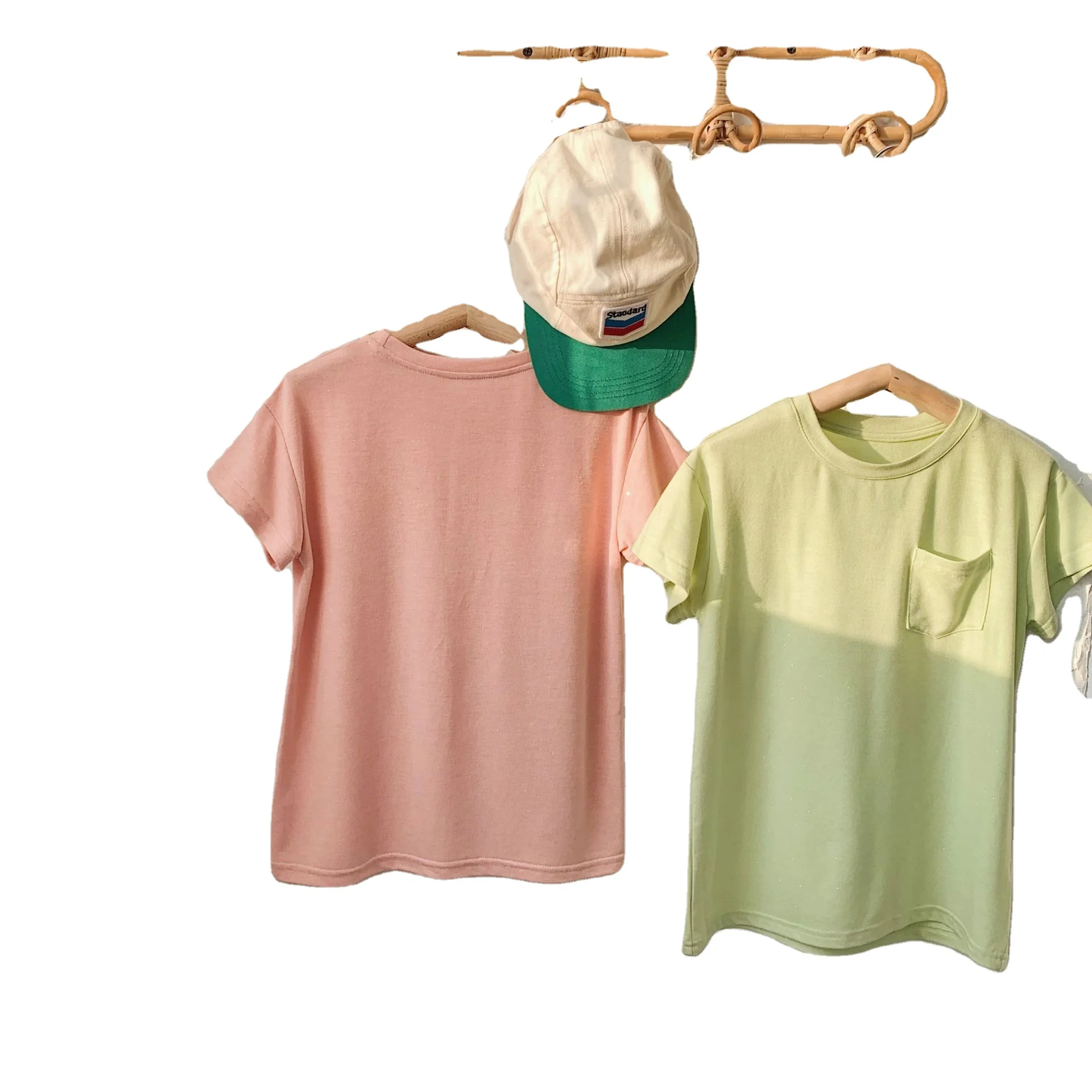 

Soft cotton kids short sleeve t shirts children summer t-shirt girls' and boys' shirts with pocket, As picture