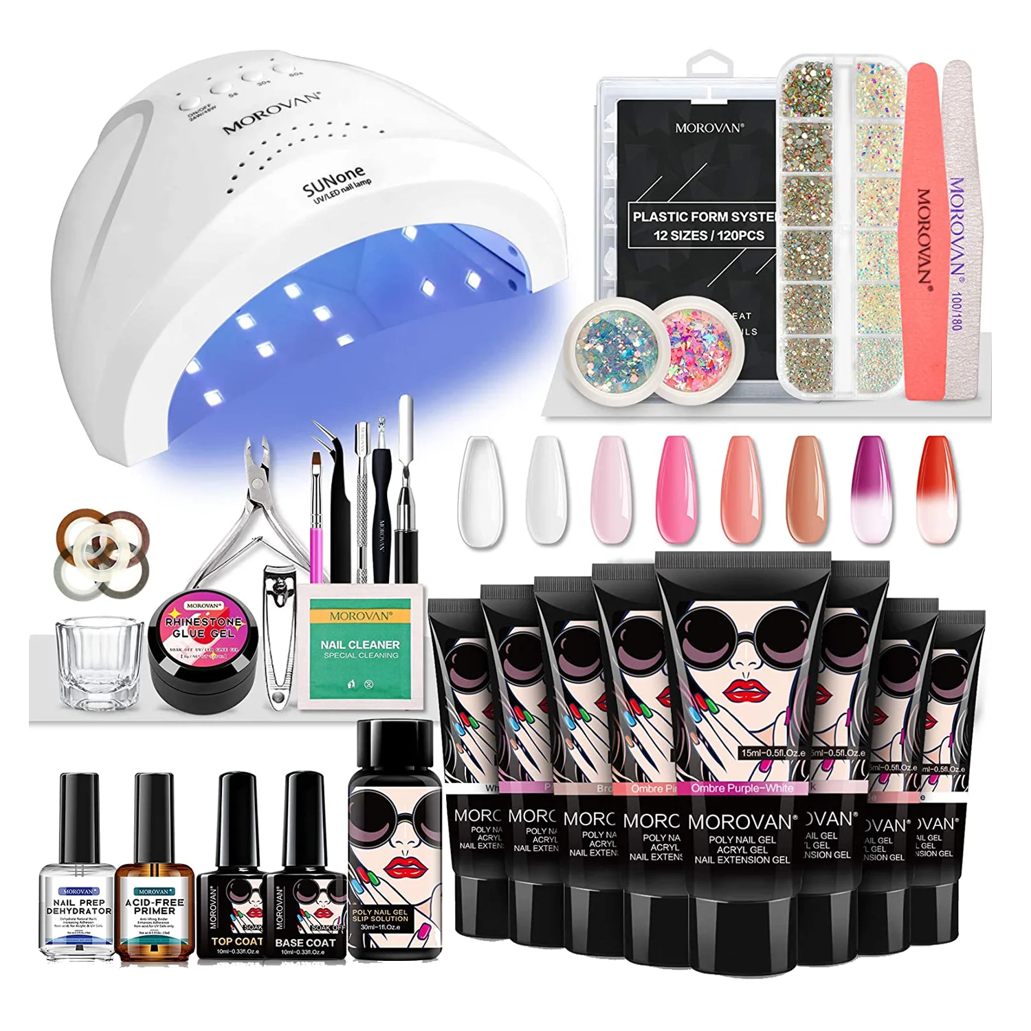 

Full set professional poly gel nail complete kit for beginners with everything