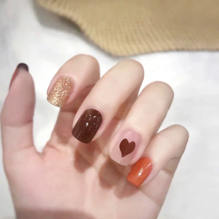 

New product heart bling fakenail false nail natural false nails press on nail supplier