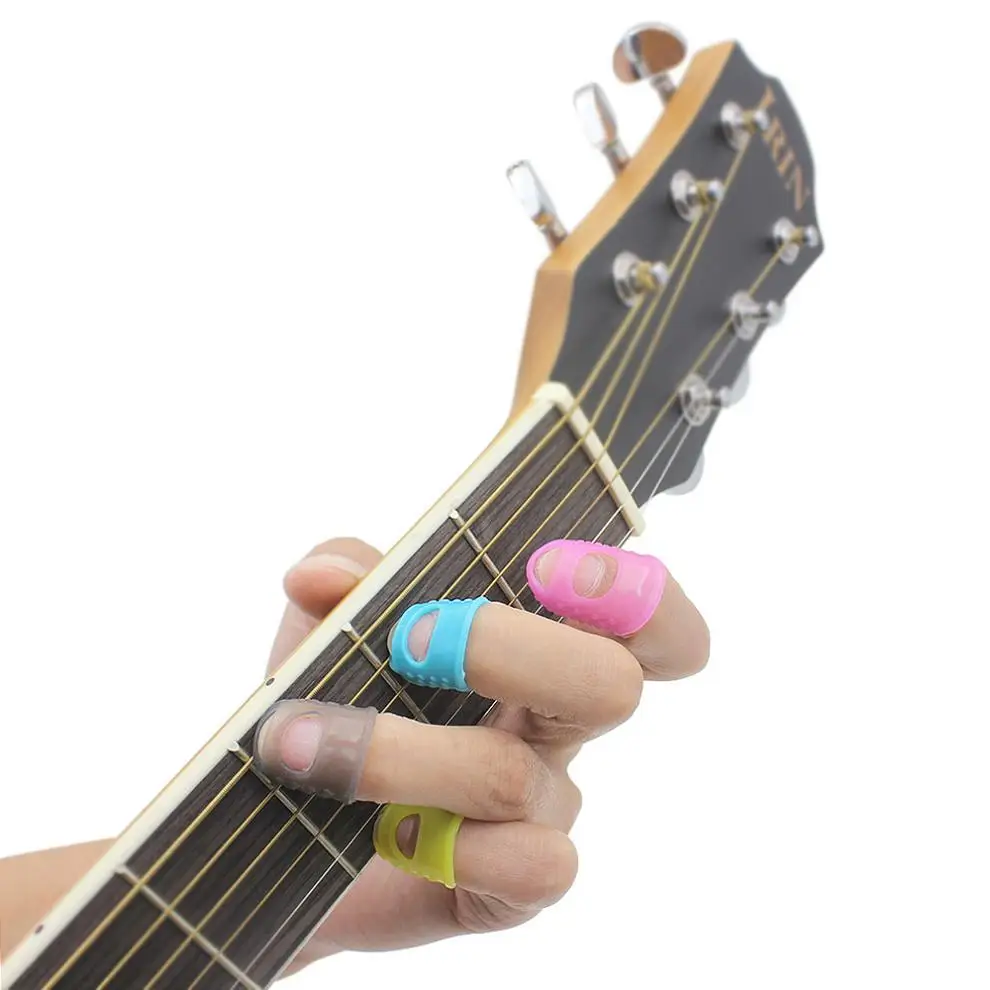

Rubber Glove Silicone Caps Finger Cover Protectors Guitar Accessories, Blue, black, white, red