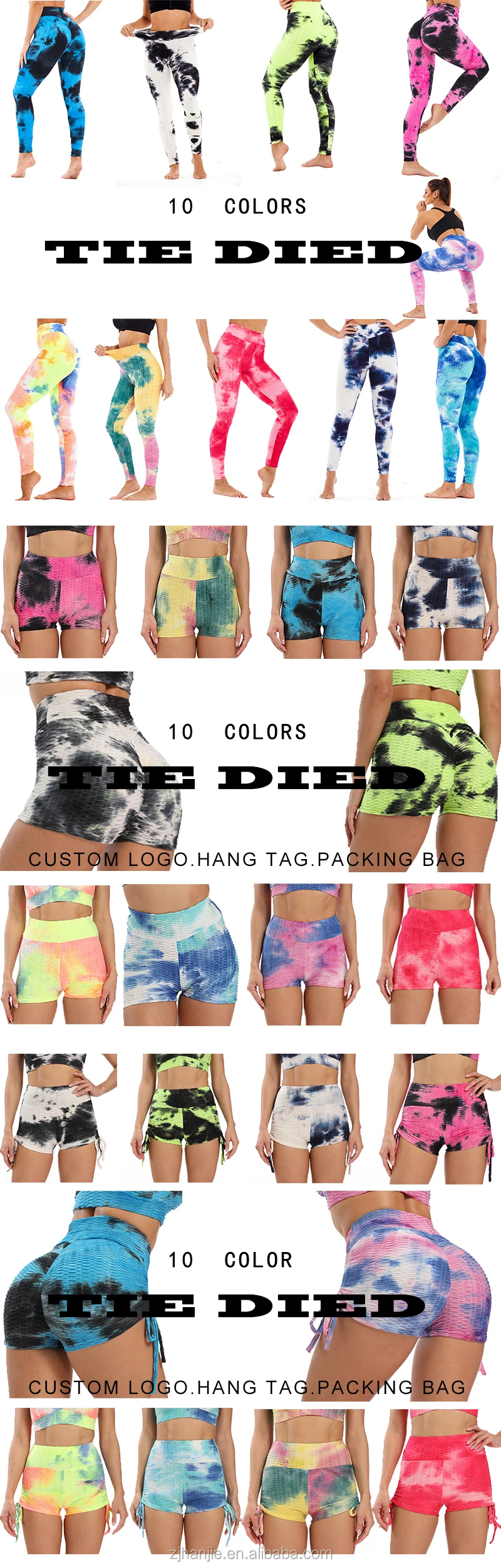 2020 Amazon Hot Selling Booty Scrunch Tie Die  Sexy High Waist Butt Scrunch Push Up Anti Cellulite Compression Leggings 