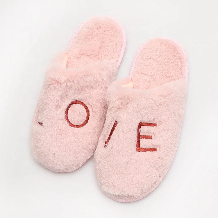 

Fashion ladies winter warm plush custom logo indoor home slippers couple slippers, Customized color