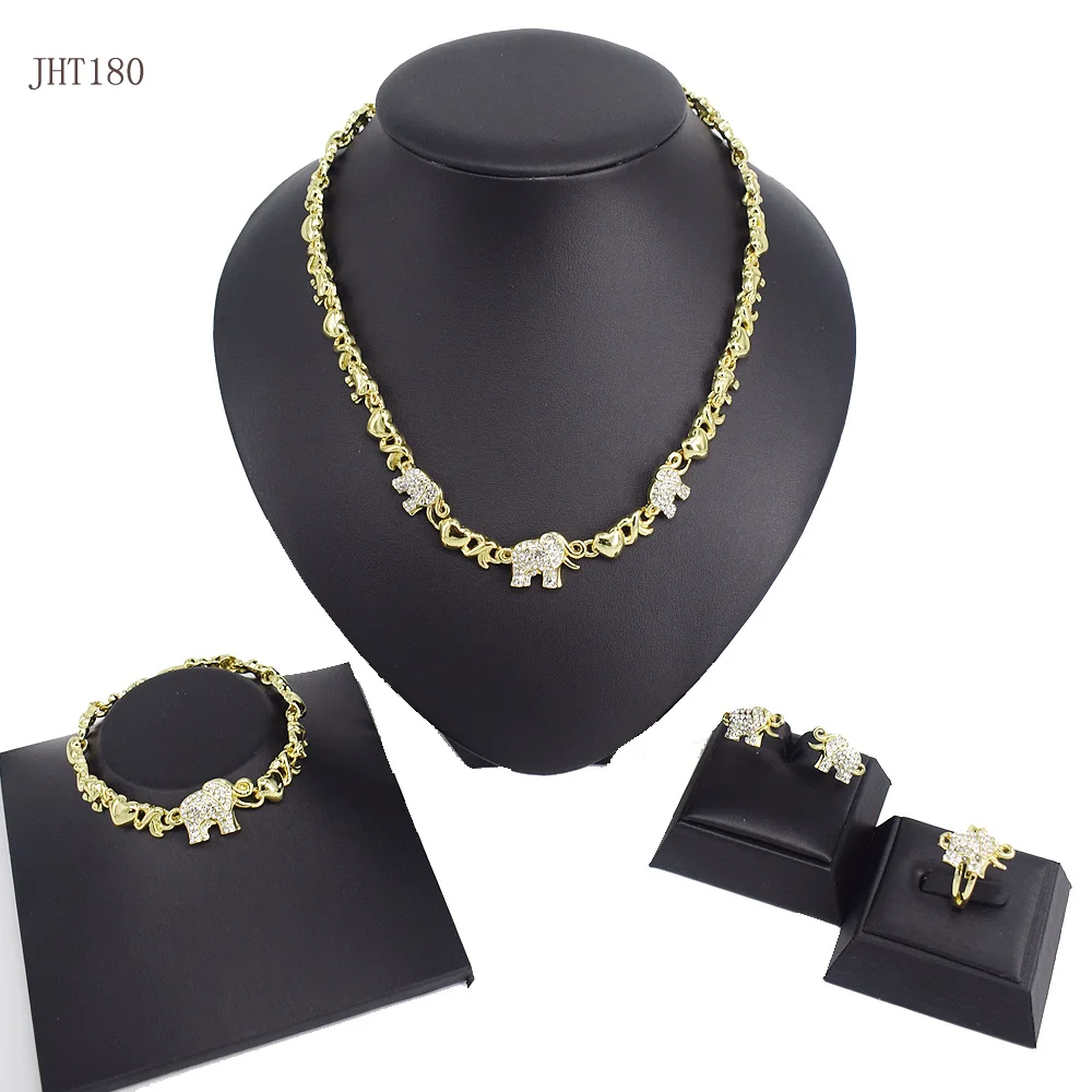 

JHT180 Trend 18K Gold Plated power elephant jewelry set