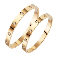 

Beautiful Lovers Bracelets Female Stainless Steel Bangles Cubic Zirconia Gold Plated Copper Bracelet Woman Men Jewelry Gifts