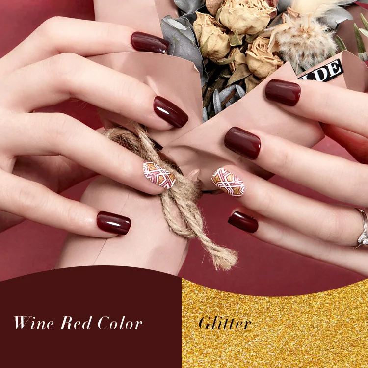 

dark red nail press on short nails press on tip false nails press