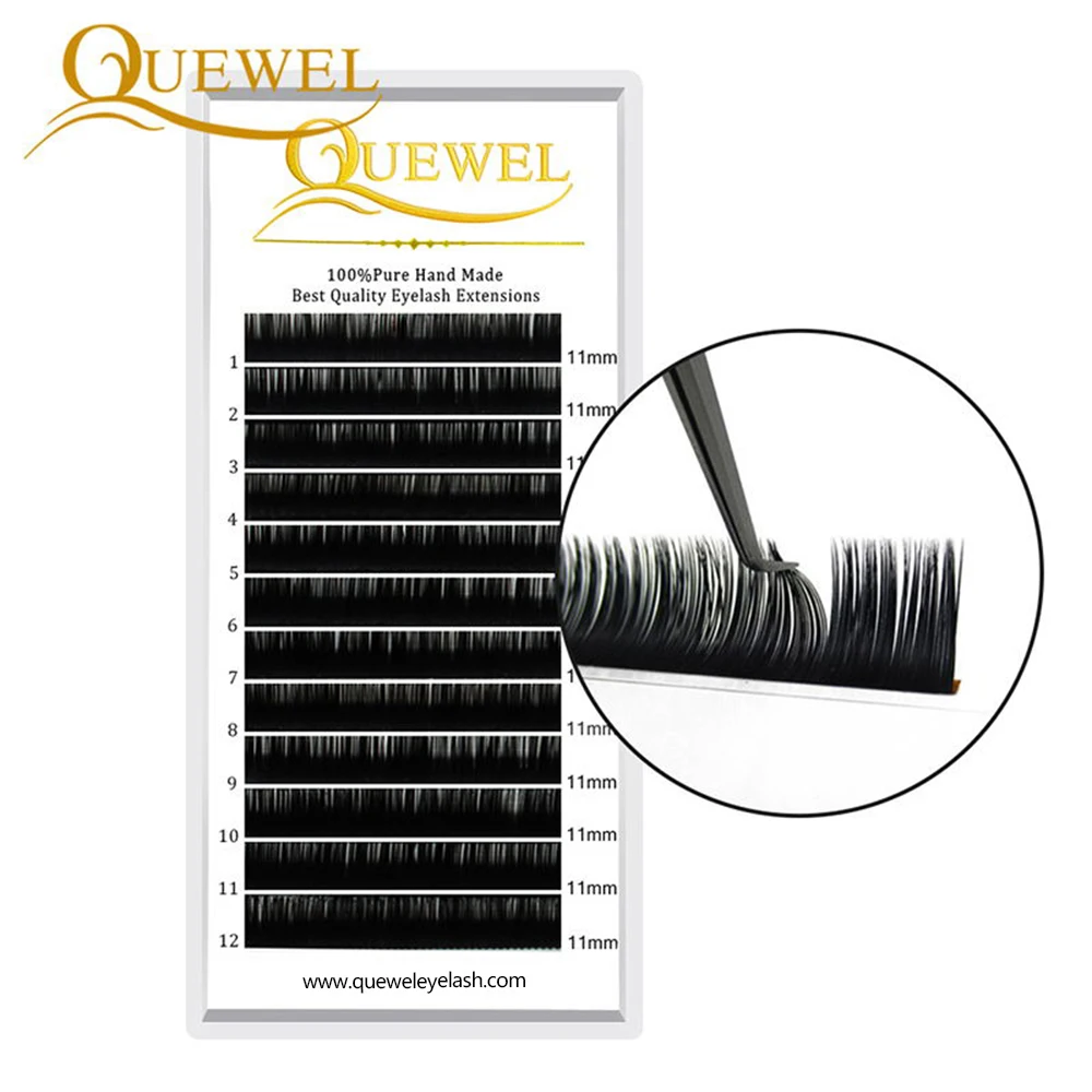 

Quewel Korean PBT eyelash extension supplies matte black lashes matte individual eyelash extensions mink private label OEM ODM, Natural black