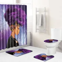 

G&D Amazon Hot selling African Design 4pcs Bathroom Floor Mat Design Shower Curtains Set
