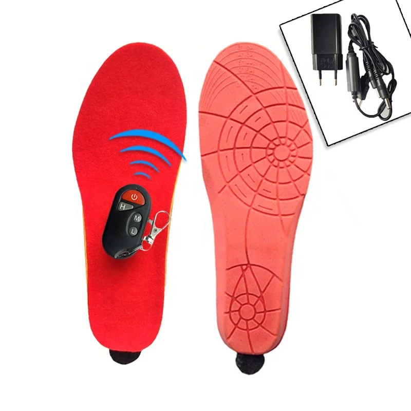 

Rechargeable Lithium Battery 1800mAh Smart Controlled Heated Shoe Padding Insoles, Red/black/blue