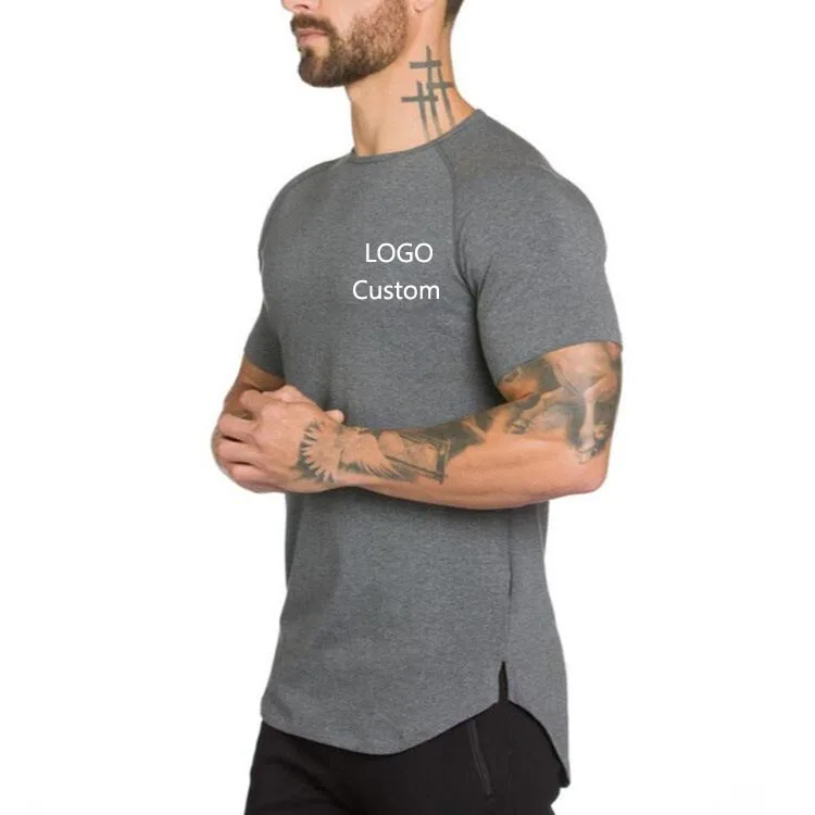

Custom Logo O-Neck Men's T Shirts Cotton Spandex Blank White T Shirt Men Summer Short Sleeves Plain Gym Sport T Shirt Men