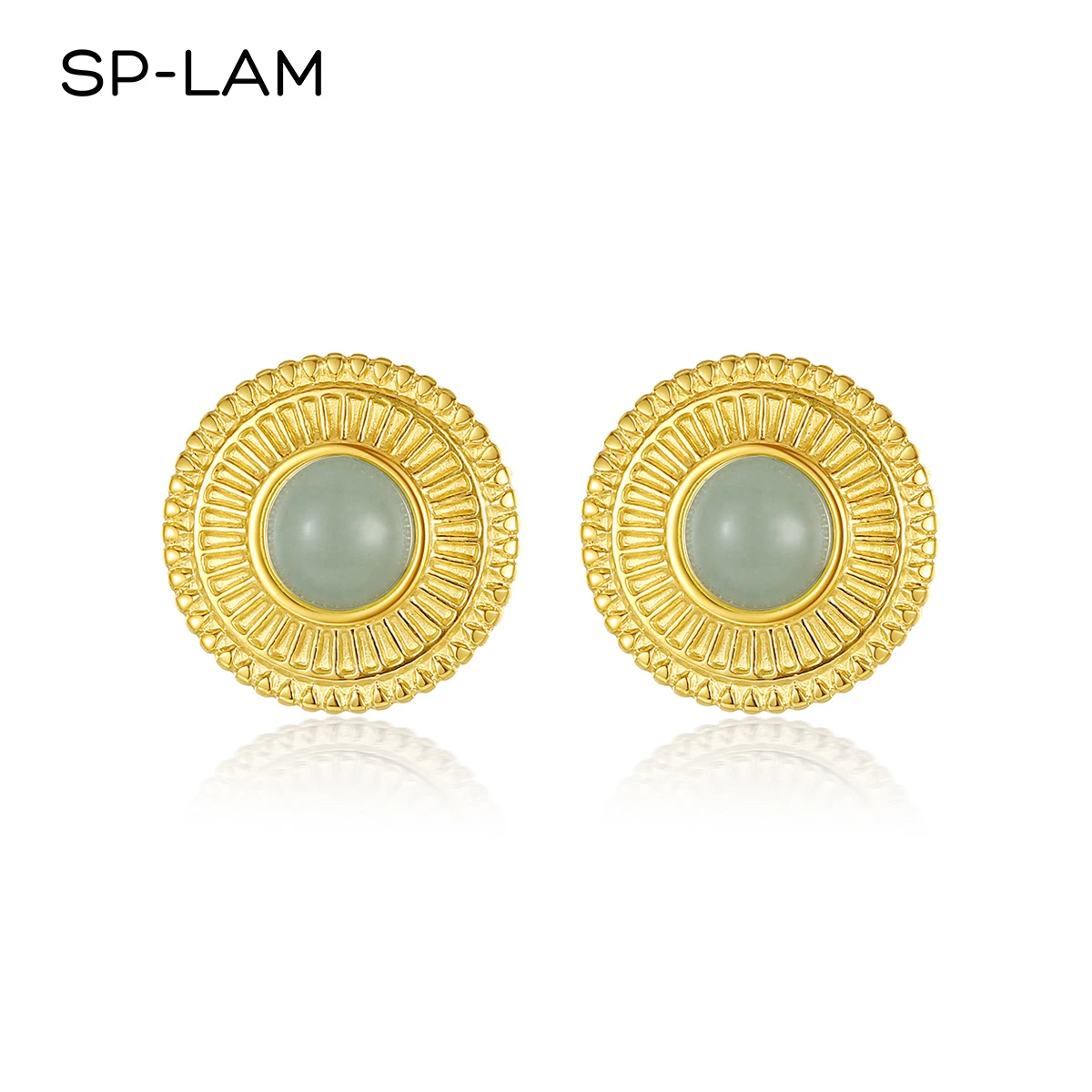 

SP-LAM Round Dainty Stud Large Statement Earing Designer Popular Brand Jwellary Woman Wedding Earring Crystal