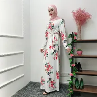 

2019 Latest Abaya Designs Dubai Party Islamic Clothing Summer Muslim Women Long Dress Maxi Robe Floral Dresses