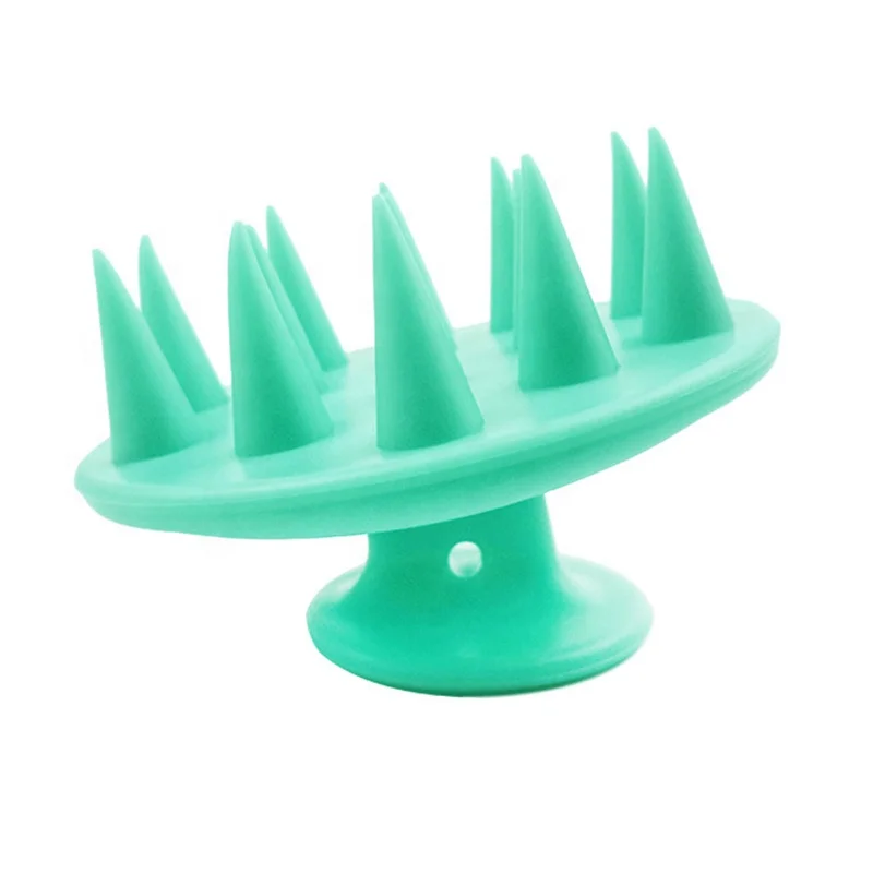 

Amazon Top Seller Custom All Silicone Green Hair Scalp Massager Shampoo Brush With Handle, Customized