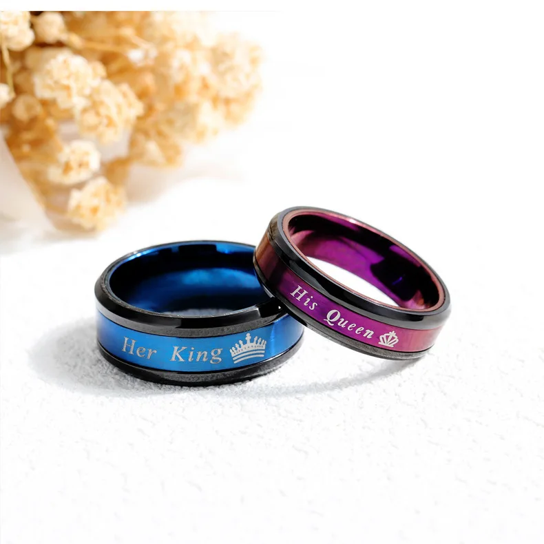 

Jessy Dropshipping Customized Jewelry Designer Fashion Wedding Queen King Couple Rings for Men and Women, As shown