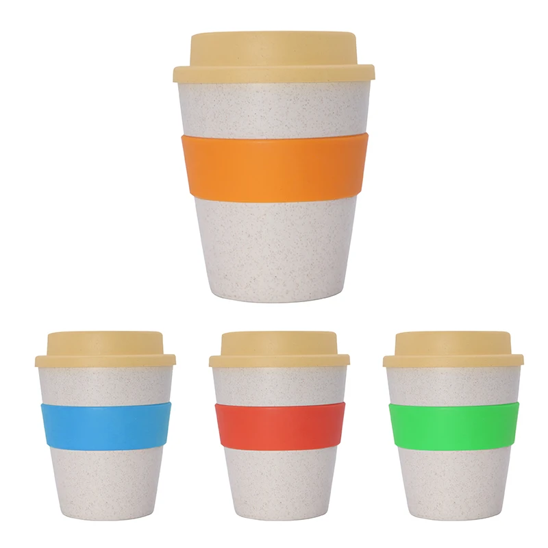 

WeVi 450ml Eco Friendly Reusable Degradable 100% Bamboo Fiber Cups With Silicone Sleeve And Lid