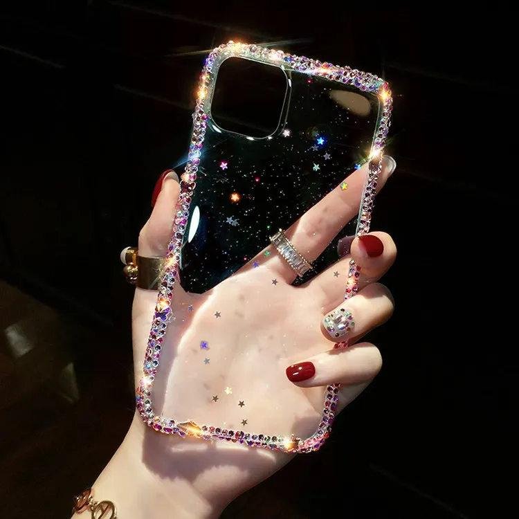 

Bling sparkle diamond full protection clear phone case for iphone 12pro