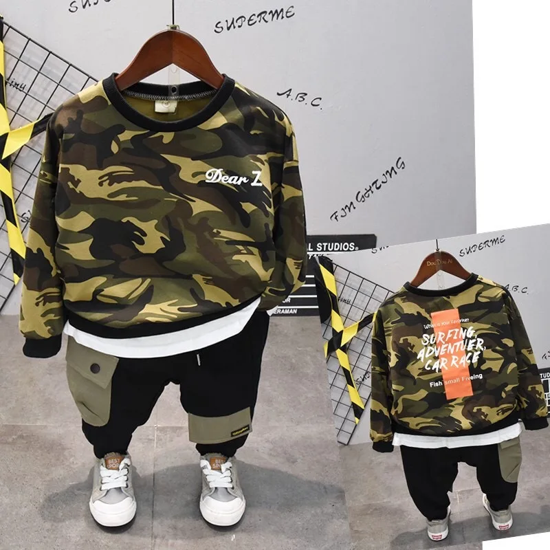 

New Fashion toddler boys spring autumn clothing set camouflage printed sweatshirt and casual pants set for boys, Picture shows