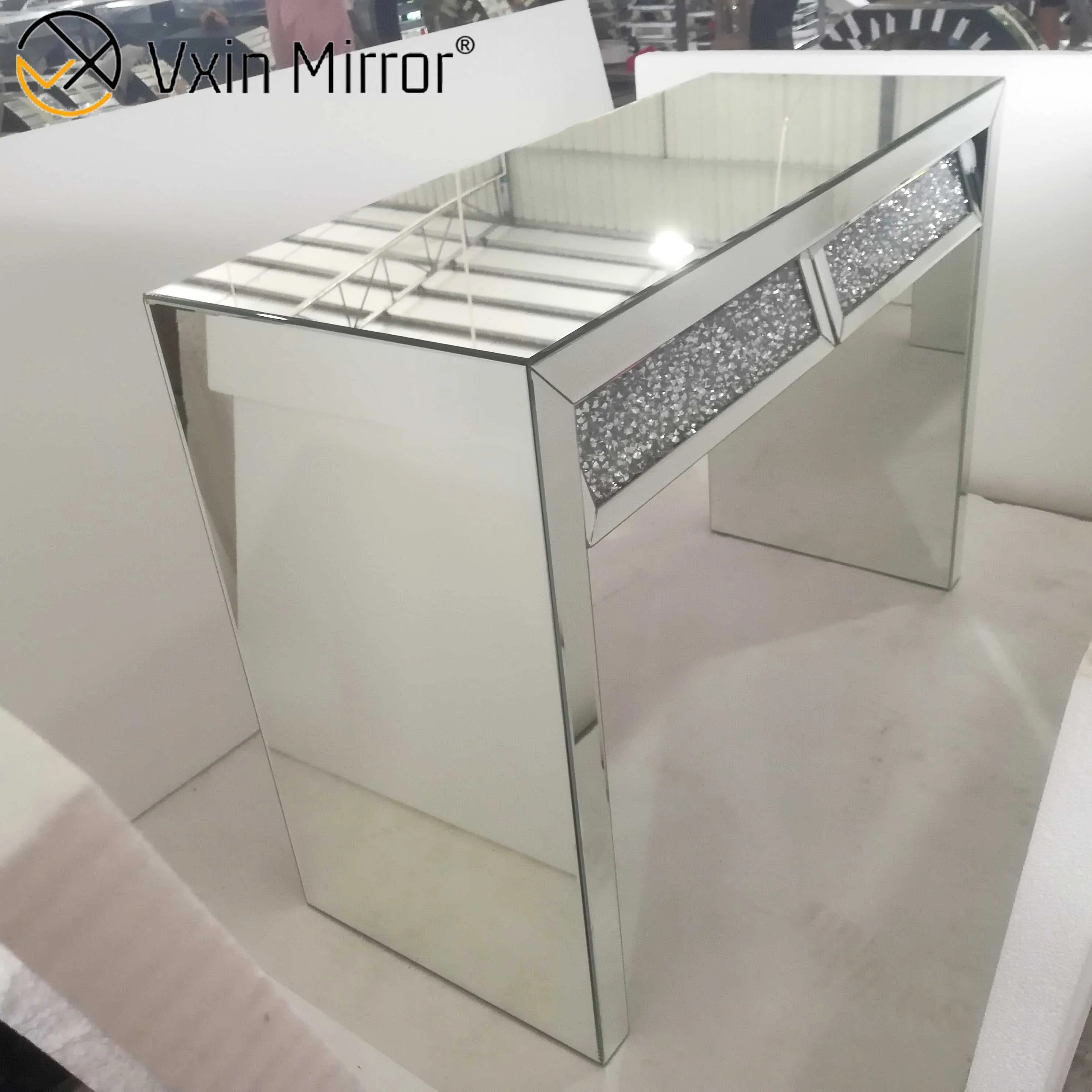 
Mirrored console table VXin WXWF-710 Two Drawer Crushed Diamond Beval Silver Side Table 