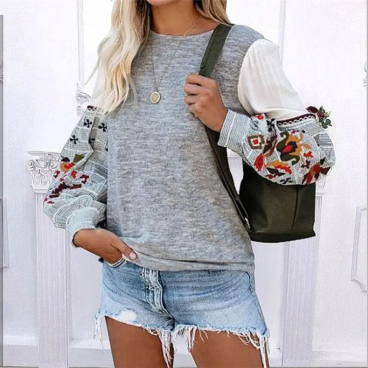 

Best Design Women Clothes 2021 Patchwork Long Sleeve Women'S Fashion Blouses & Shirts Print Ladies' Blouses Women Tops