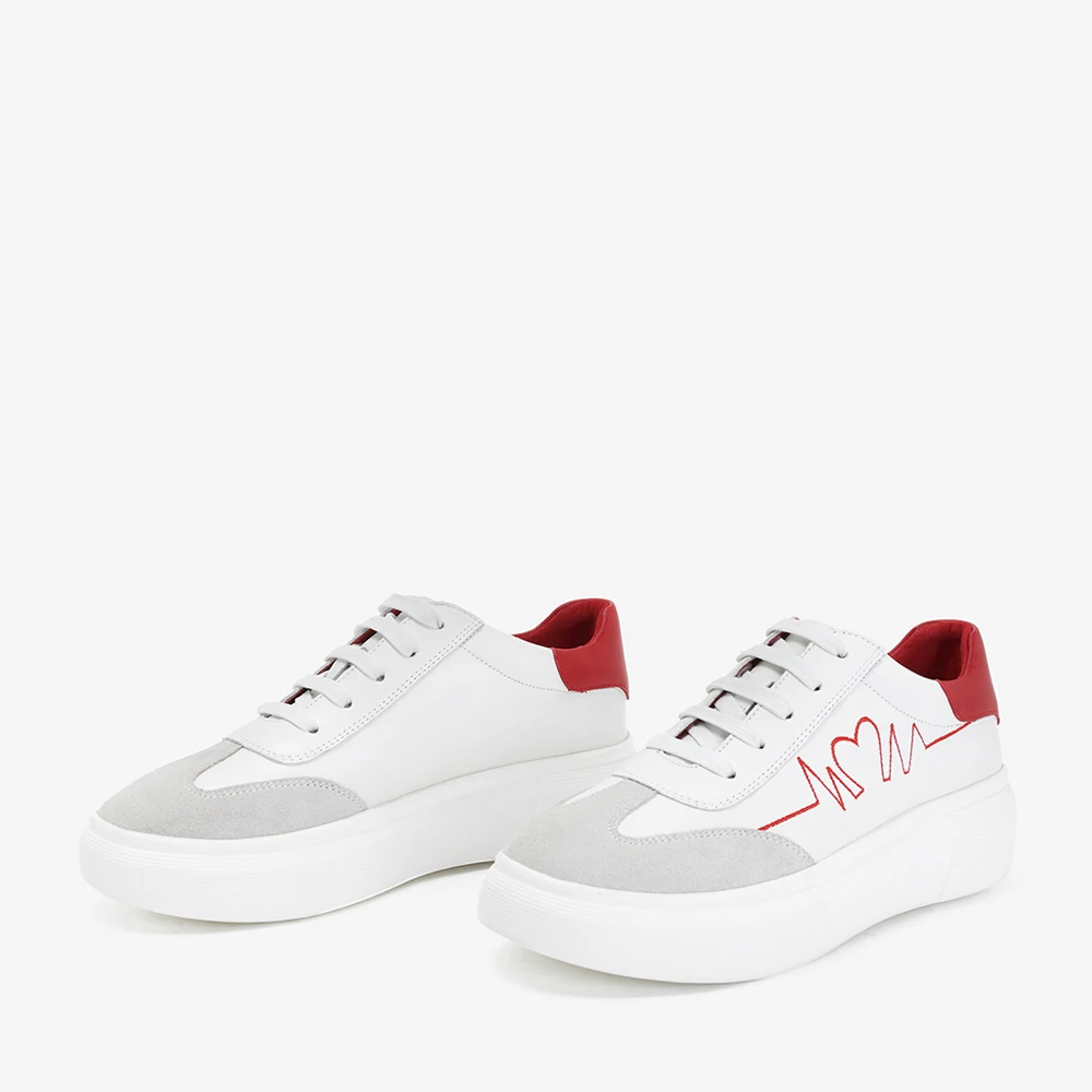 

Women Casual Sneaker Heart Beat Design Flat Sport Shoes For Lady, Customized color