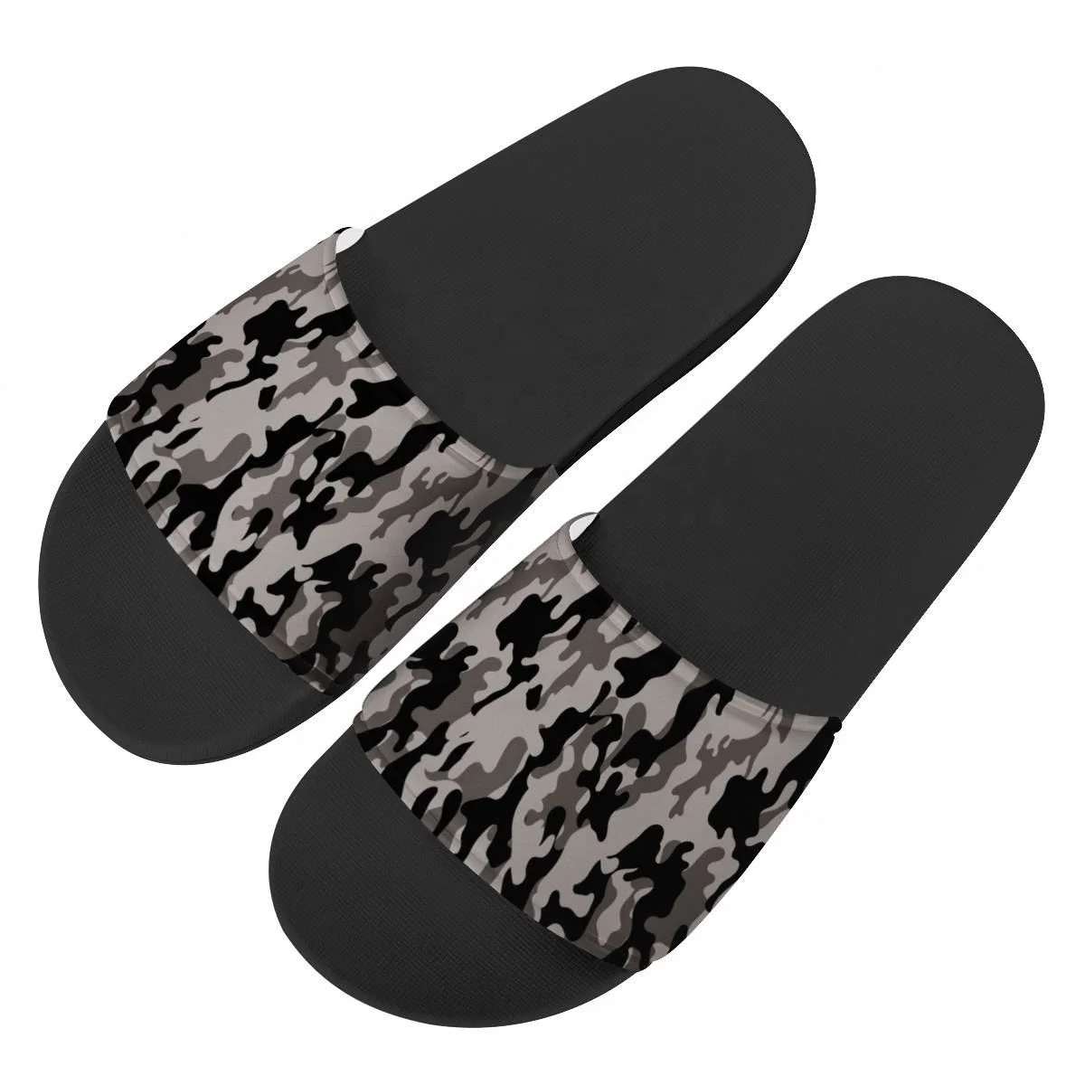 

Gray Camouflage Custom Slippers Pattern Summer Men Outdoor Sandals Non-Slip Women Beach Shoes Platform Flip Flops Army Force
