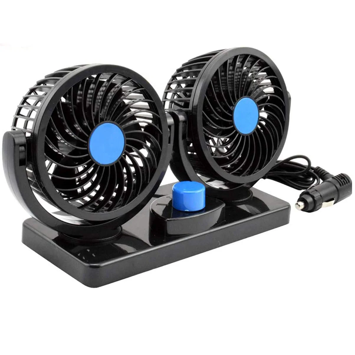 

12V/24V Electric Car Fan 2 Speed Dual Head Auto Fan Low Noise Portable Car Cooling Fan