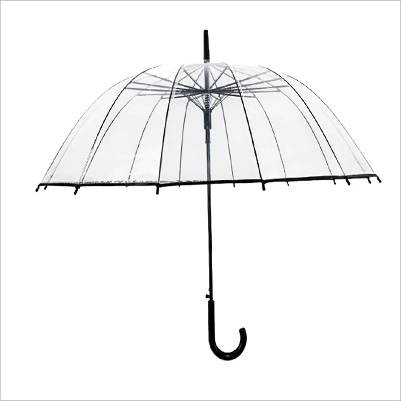 

Hot Sale 16 bone transparent umbrella long handle EVA environmental protection unisex all-weather umbrella