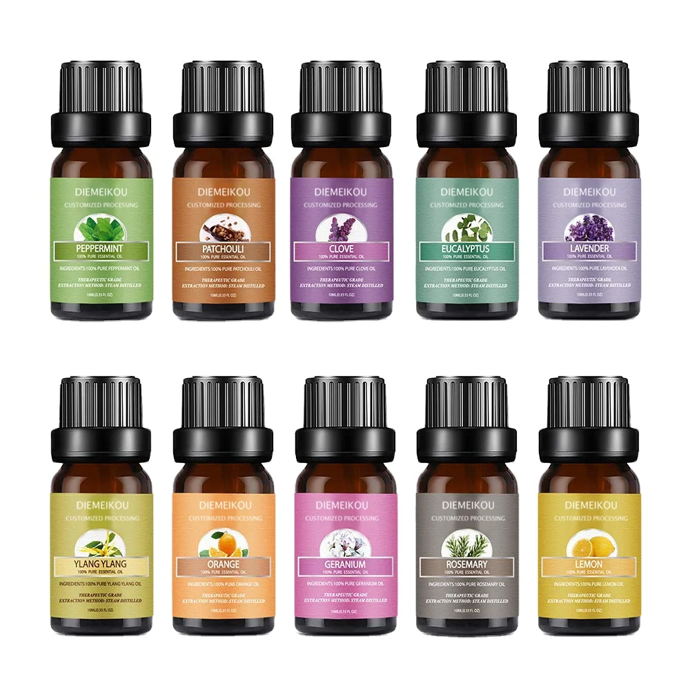 

Wholesale 100% Pure Essential Oil 10 Gift Set Pure Essential Oils Gift Set for Diffuser, Humidifier, Skin & Hair Care