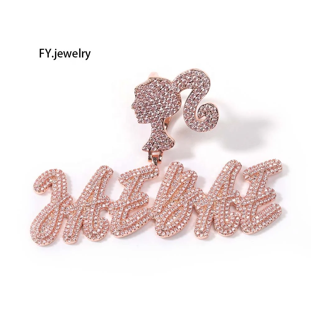 

Double Layer Women CZ Charm Pendants Diamond custom name necklace