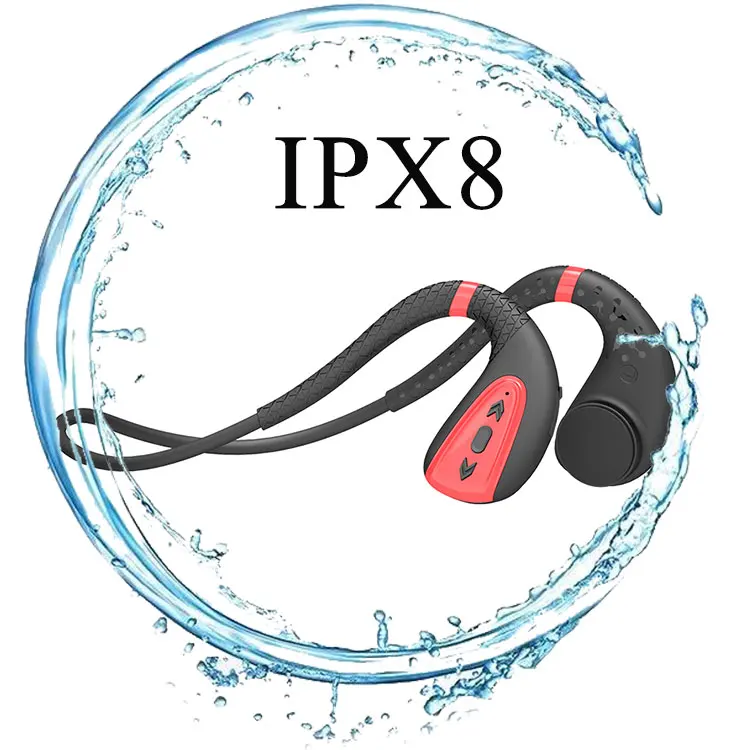 

New Stereo Hifi Headphones Flexible Neckband type Underwater Bone Conduction Waterproof Bluetooth Earphones tws swimming headset