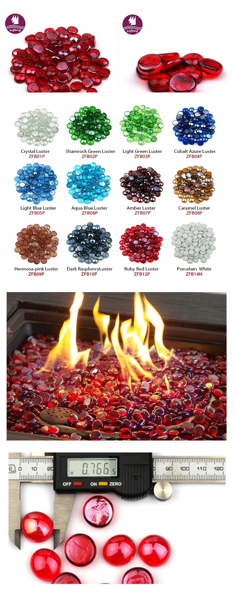 Ruby Fire Pit Glass Beads | 3/4 inch, 10 lbs, Red