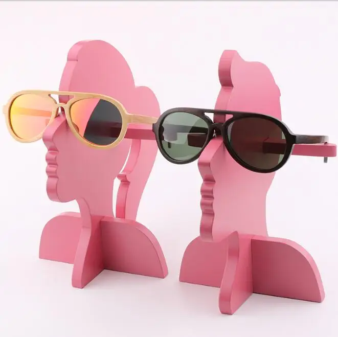 

FineWell Head Shaped Dismountable Unique Design Glasses Display Rack Handmade Environmental Wood Sunglasses Stands Displays