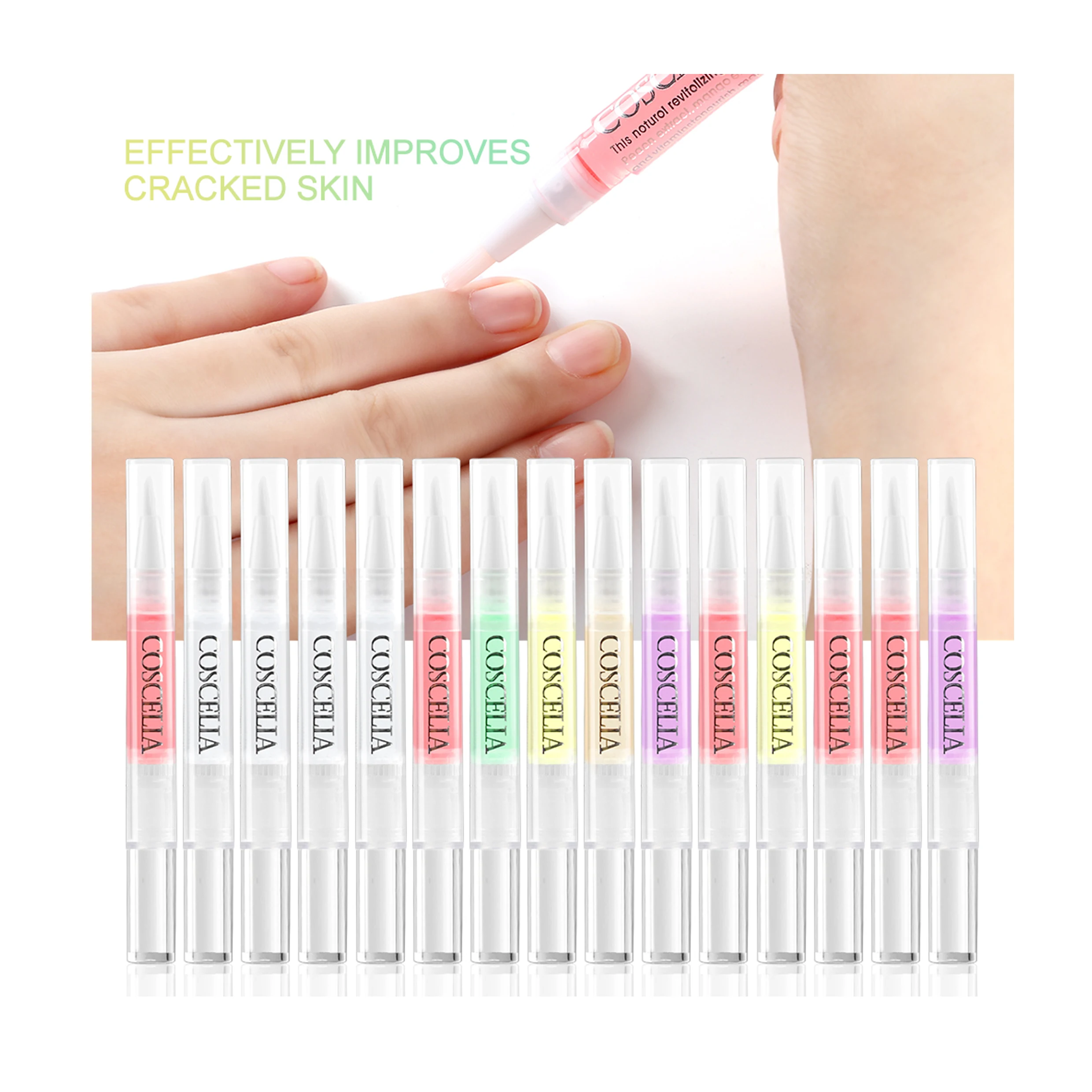 

COSCELIA 15 Different Flavor Treatment Nutritional Fruity Smell Cuticle Revitalizer Oil Pen for Nail Care Repair Cuticle Oil Pen