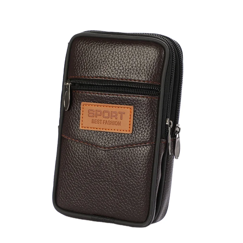 

Imitation leather three-layer waist bag vertical large capacity waist bag put mobile phone put change purchase