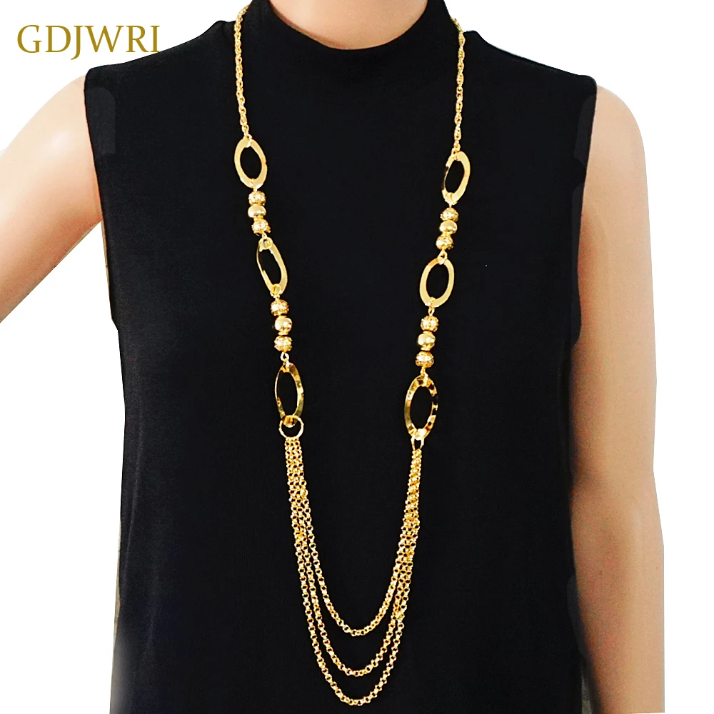 

GDJWRI N47 women men long chain 18k gold necklaces