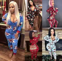 

Wholesale Custom Long Sleeves Cartoon Printed Butt Flap Onsies Adult Jumpsuit Onesie Adult Christmas Pajamas